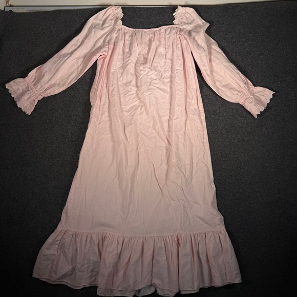 Victoria Secret Pink Long Sleeve Lace Trim Nightgown Sleep Dress Size M - Picture 9 of 10